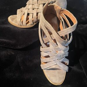 LFL by Lust for Life Beige Strappy Sandals with heel zipper. Hardly worn.